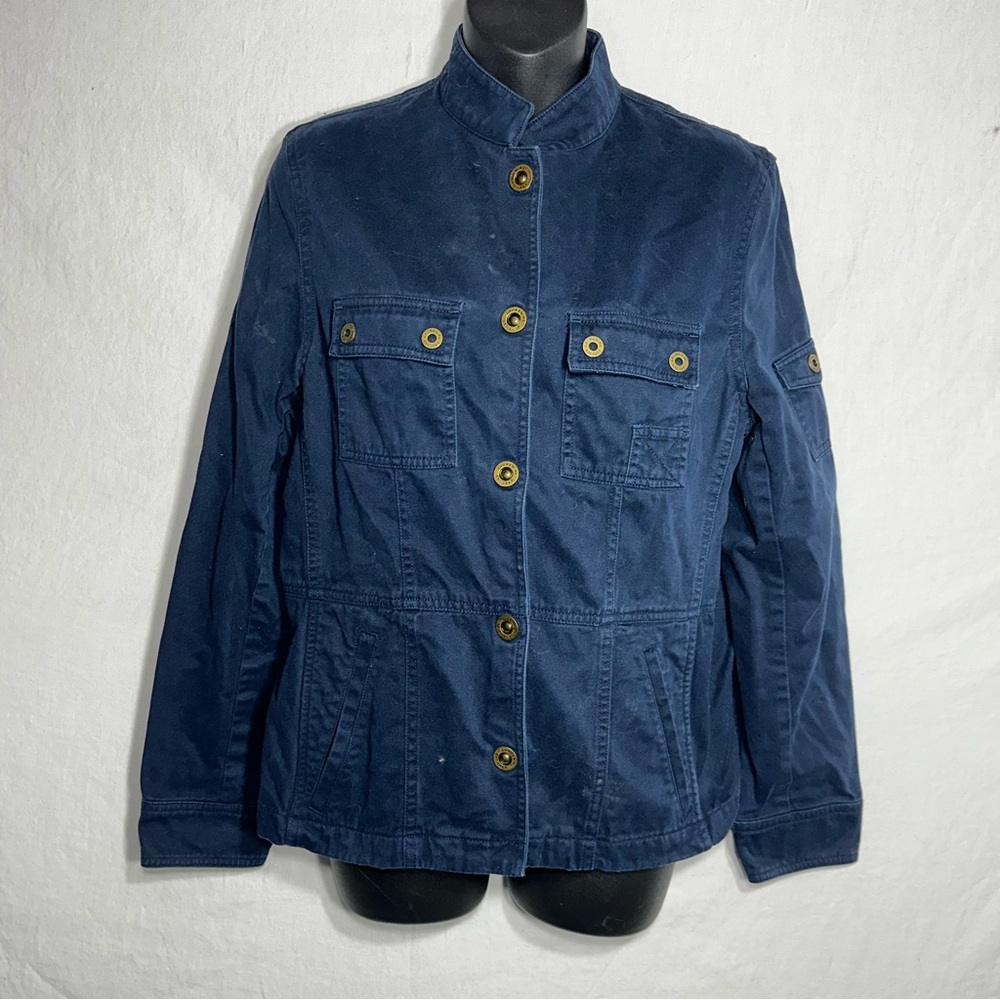 Vintage Ralph Lauren Women M Navy Blue Lauren Navel Supply Company Bomber Jacket